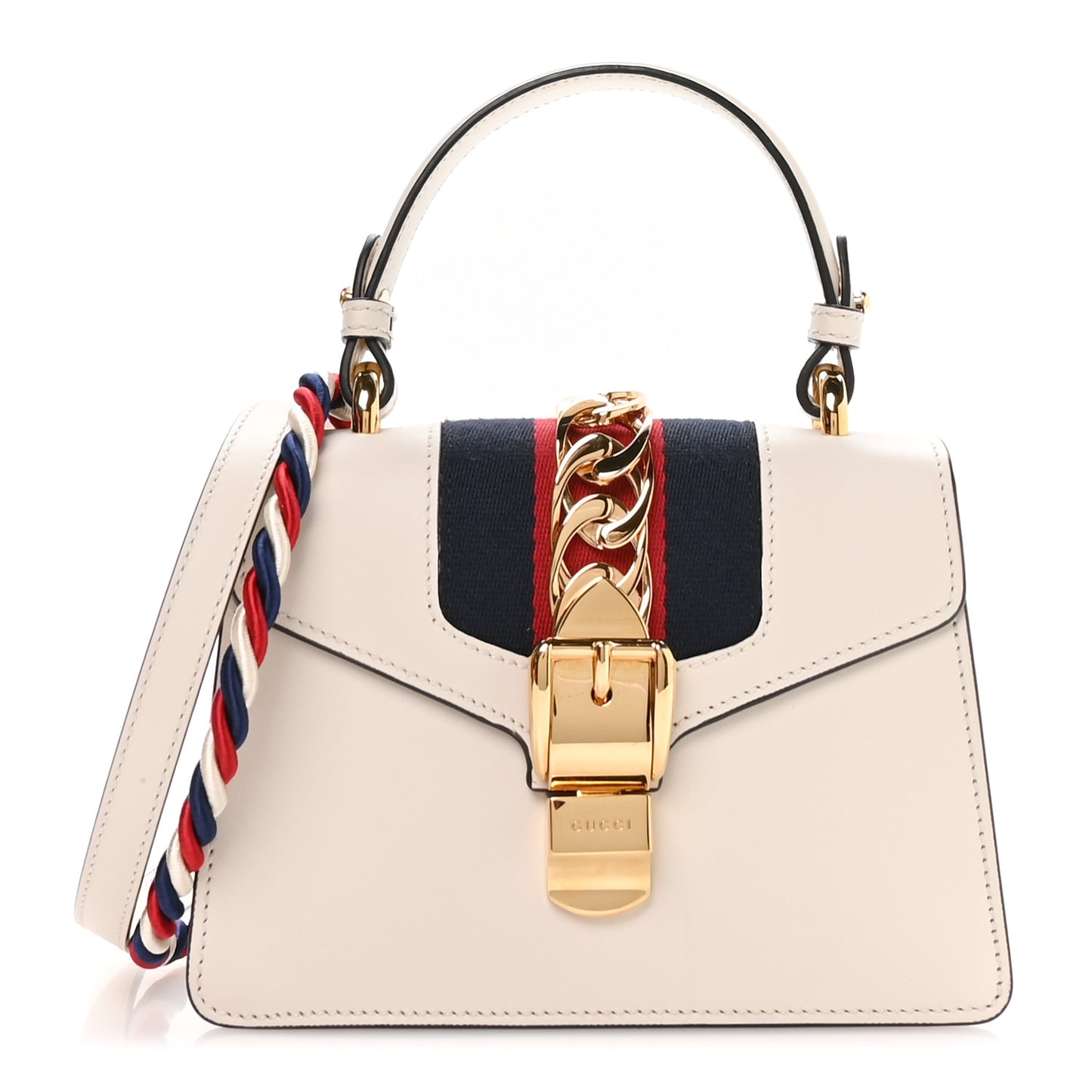 Calfskin Mini Sylvie Top Handle Bag White