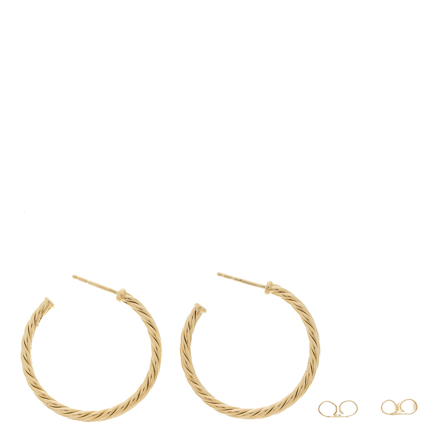David Yurman 18K Yellow Gold Small Cablespira Hoop Earrings 3 of 4