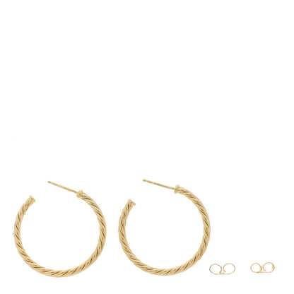 David Yurman 18K Yellow Gold Small Cablespira Hoop Earrings 3 of 4