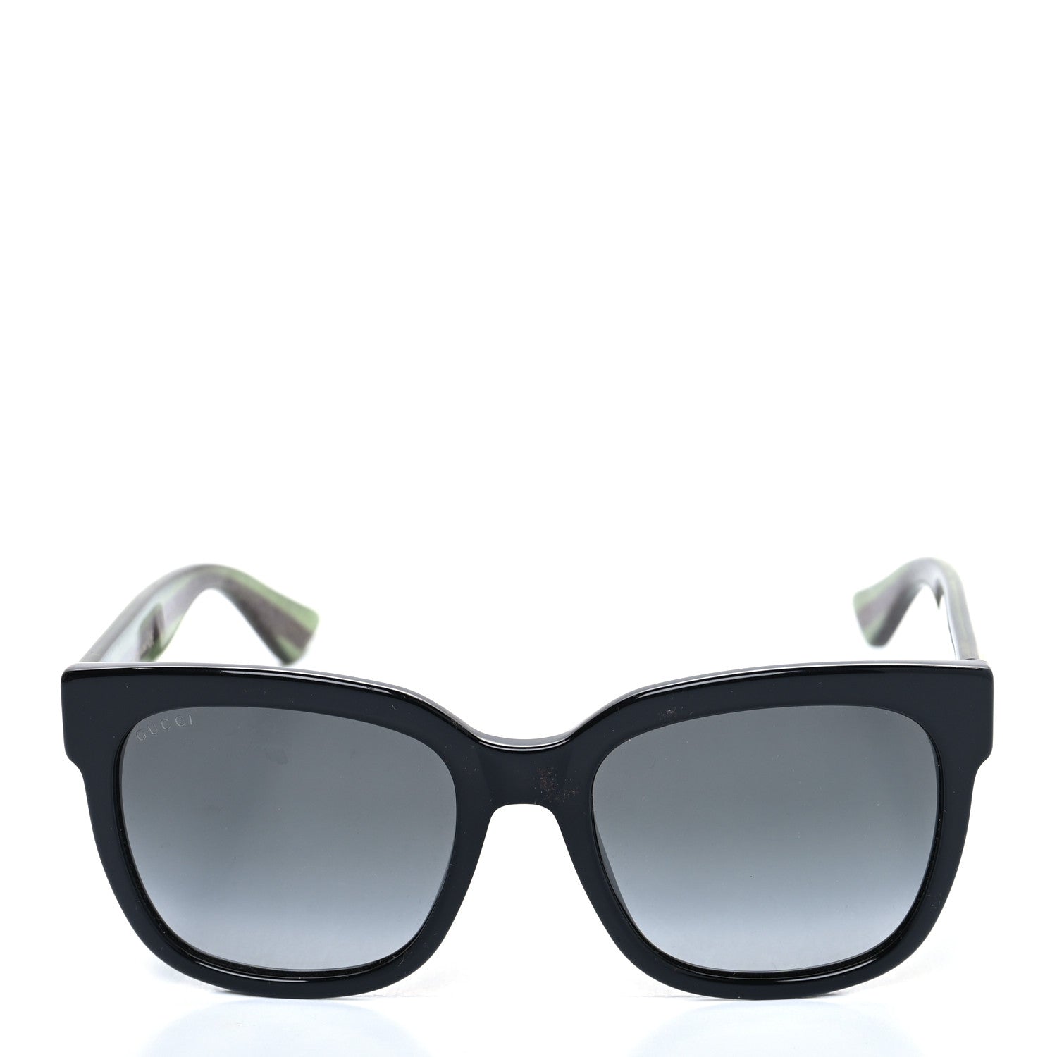 Gucci Acetate Square Frame Web Glitter Sunglasses GG0034S Black Green 2 of 7