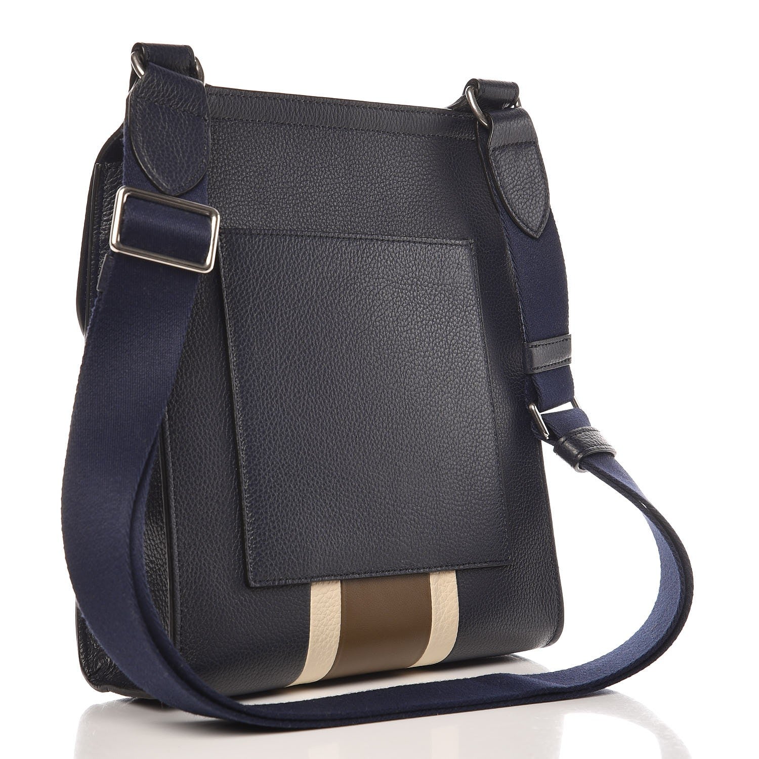 Mulberry Natural Grain Calfskin College Stripe Antony Messenger Midnight Chalk Moss 3 of 7
