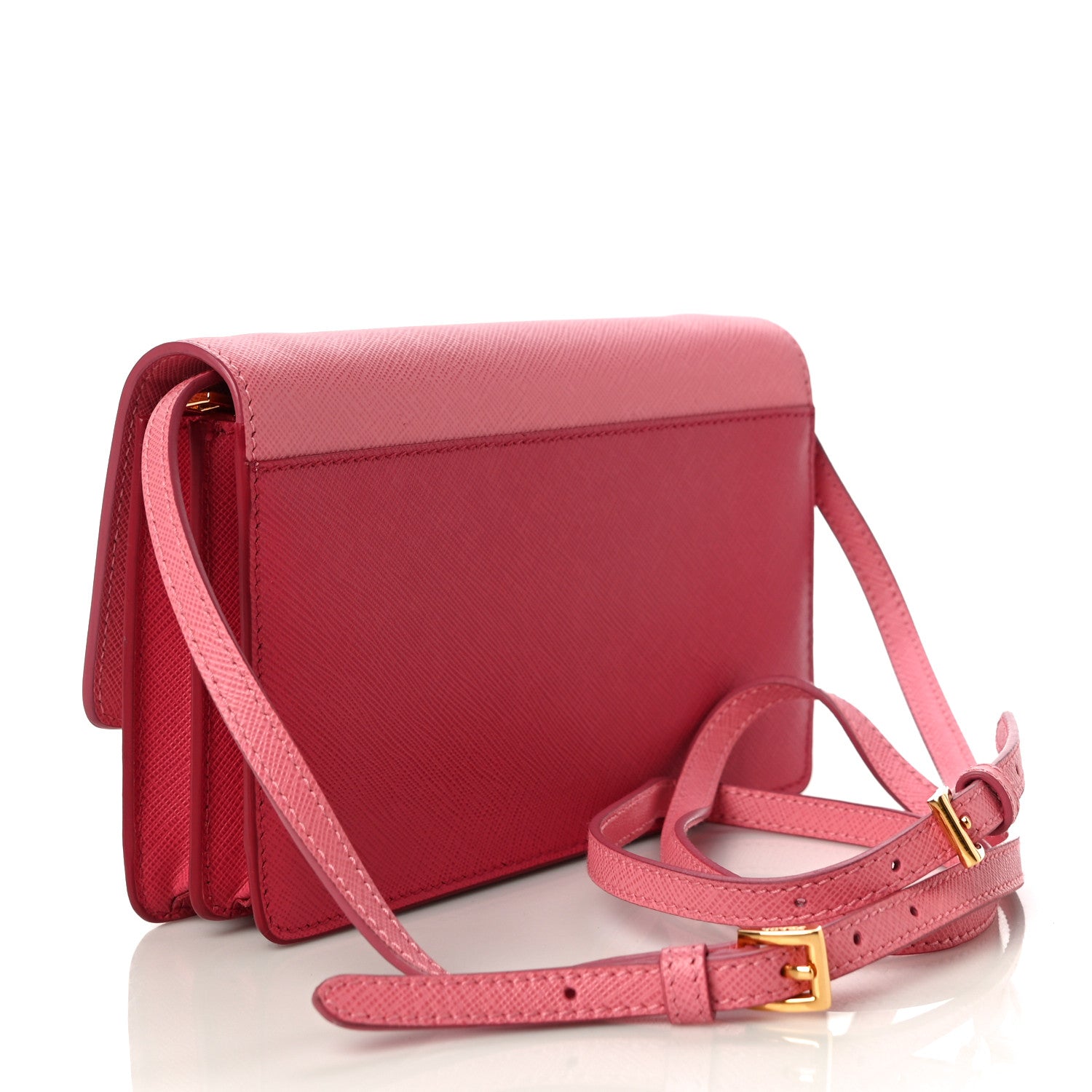 Prada Saffiano Lux Metal Flap Wallet with Strap Peonia Geranio 3 of 10
