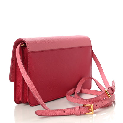 Prada Saffiano Lux Metal Flap Wallet with Strap Peonia Geranio 3 of 10