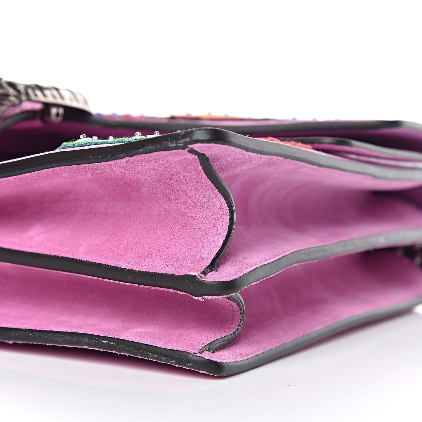 Suede Cudu Embroidered Medium Dionysus Shoulder Bag Candy Mousse Multicolor