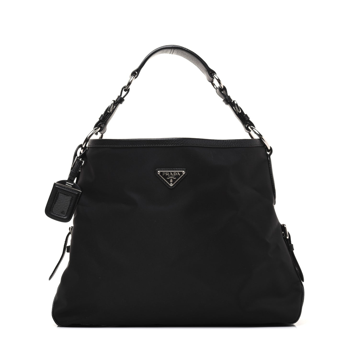 Tessuto Nylon Calfskin Hobo Black