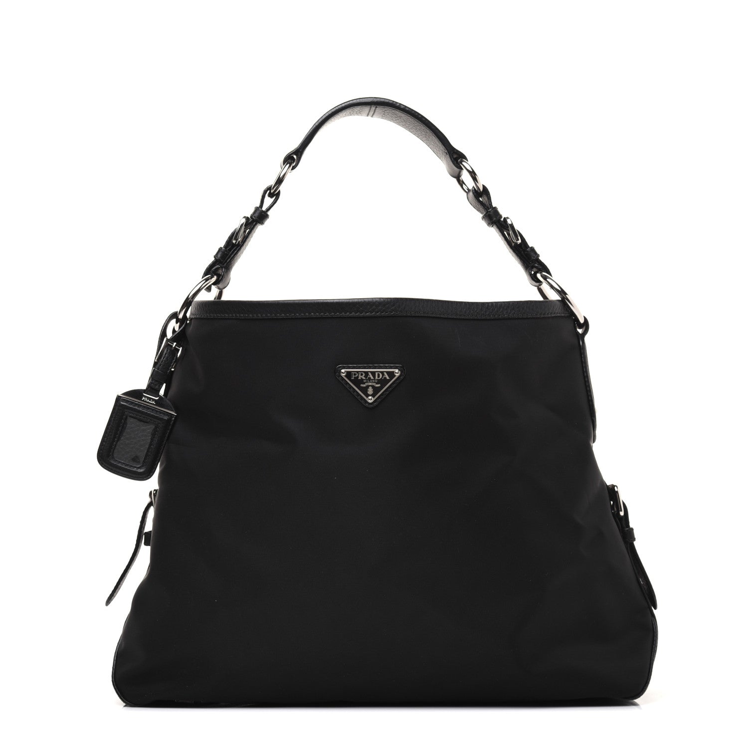 Prada Tessuto Nylon Calfskin Hobo Black 1 of 25