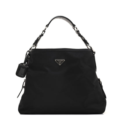 Prada Tessuto Nylon Calfskin Hobo Black 1 of 25