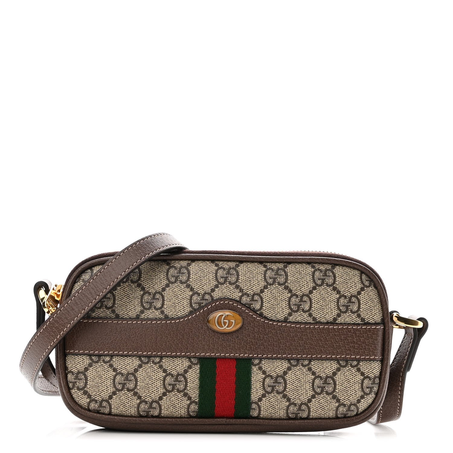Gucci GG Supreme Monogram Web Mini Ophidia GG Bag Brown 1 of 10