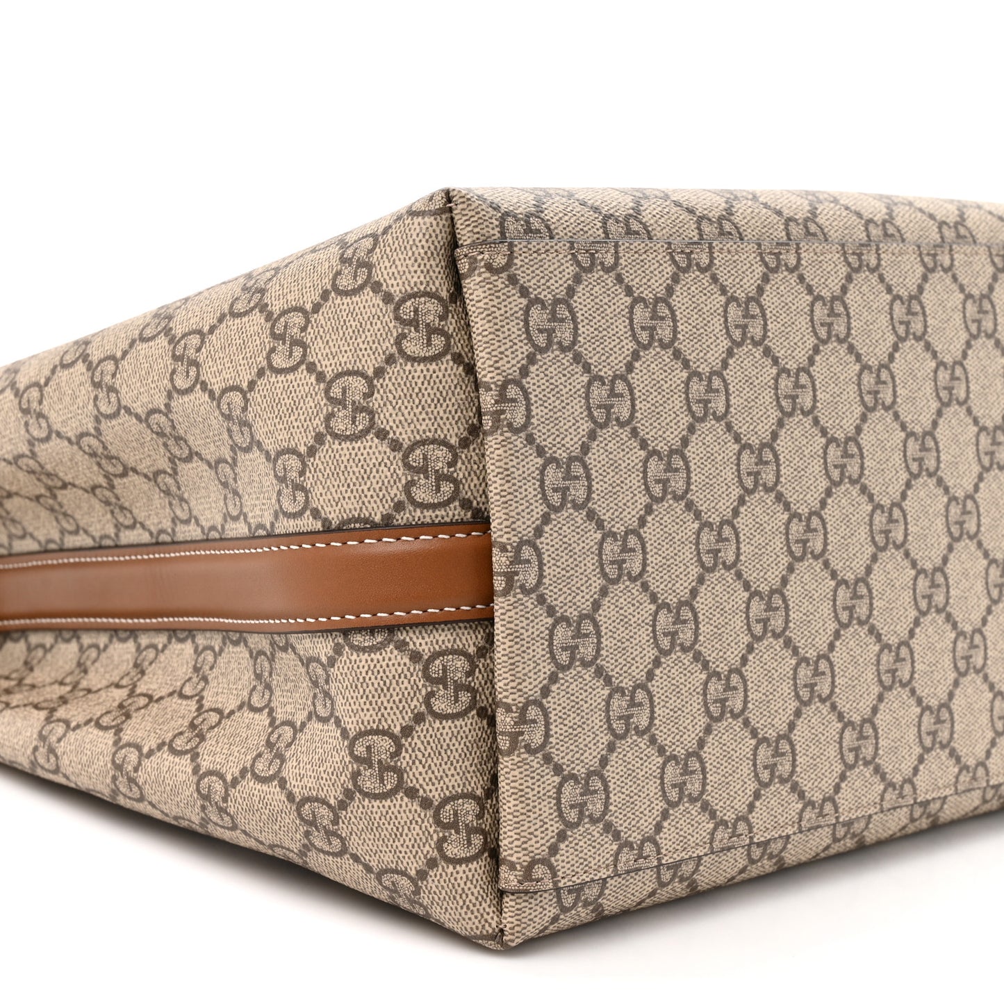 GG Supreme Monogram Medium Emblem Bucket Bag Beige Brown