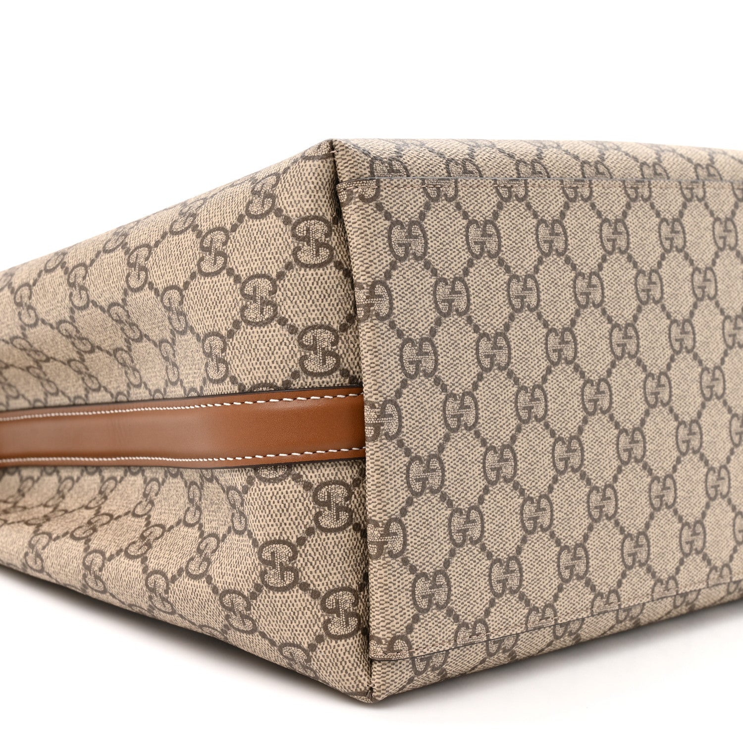 Gucci GG Supreme Monogram Medium Emblem Bucket Bag Beige Brown 10 of 10
