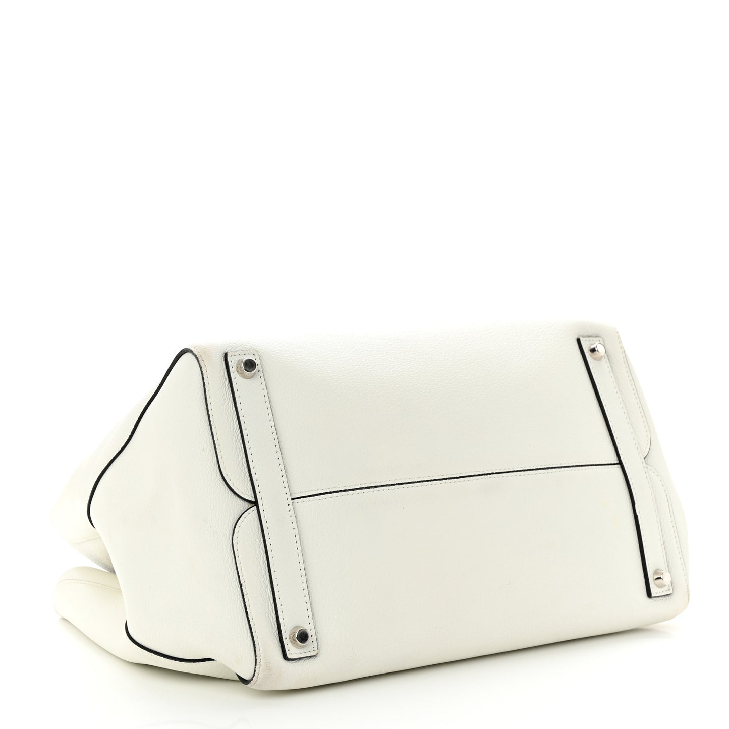 Supple Grained Calfskin Open Bar Tote White