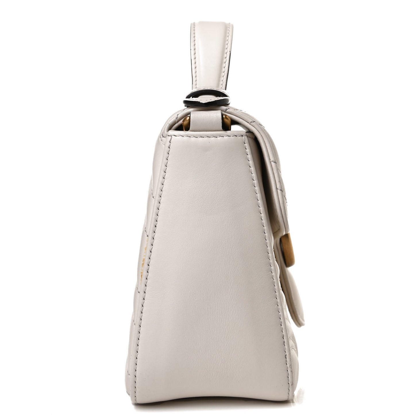 Calfskin Matelasse Mini GG Marmont Top Handle Shoulder Bag White