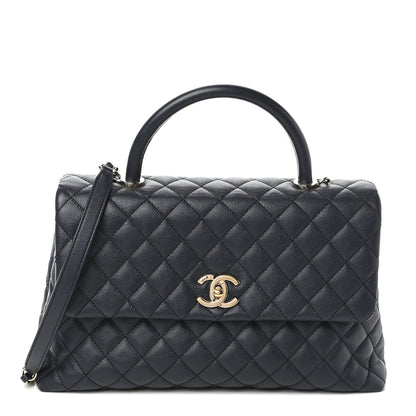Chanel Caviar Quilted Medium Coco Handle Flap Navy Blue 1 of 10