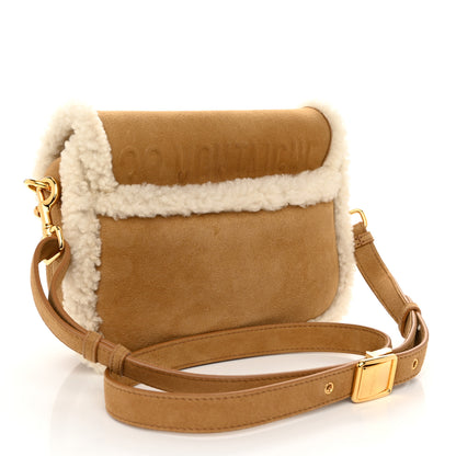 Christian Dior Suede Shearling Medium Bobby Flap Natural 3 of 9
