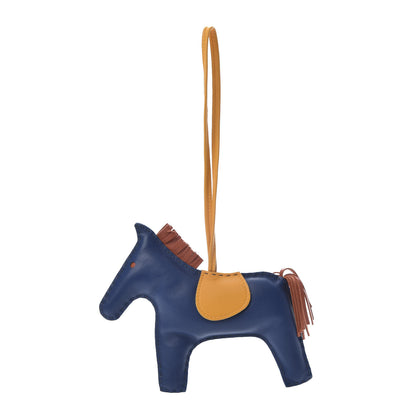 Hermes Milo Lambskin Grigri Rodeo Horse Bag Charm GM Bleu de Malte Cornaline Jaune D'Or 1 of 4