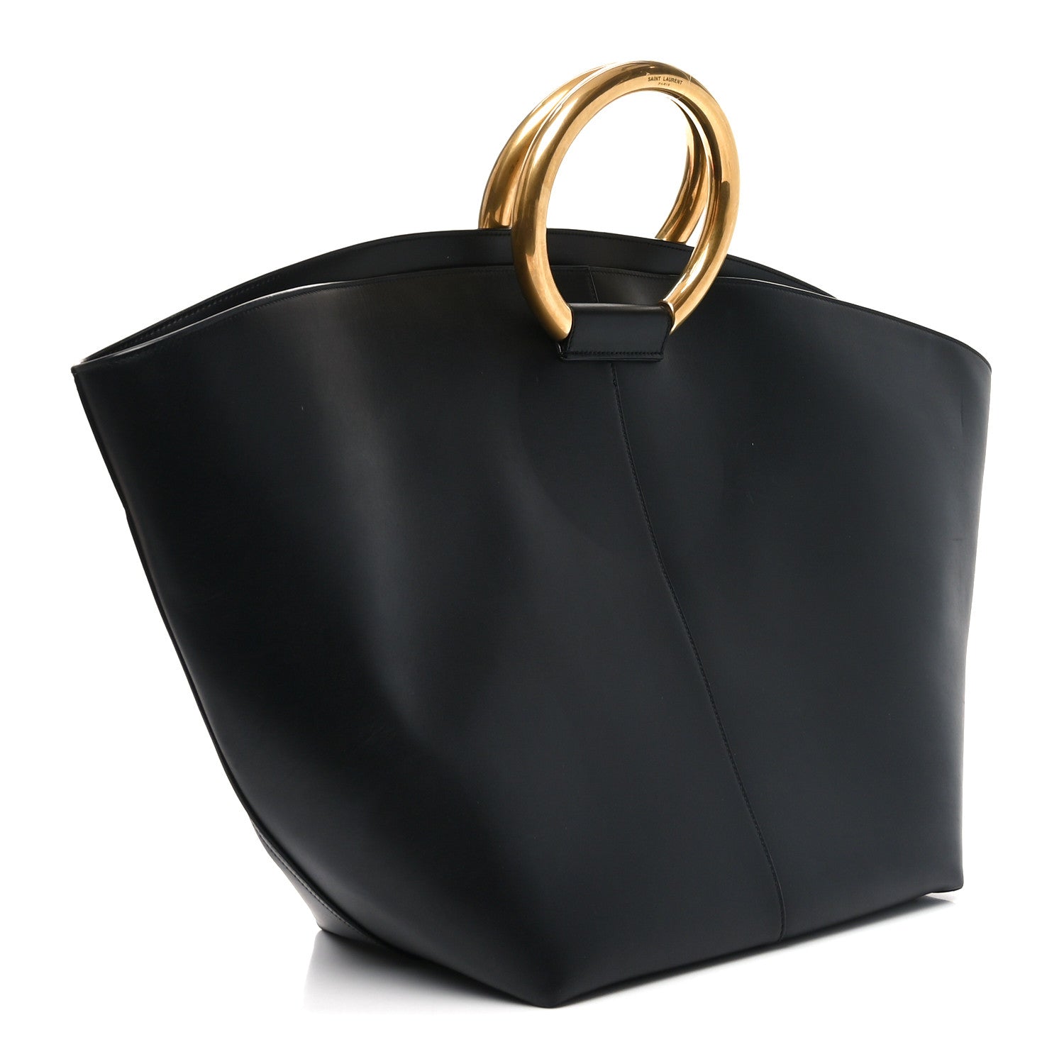 Saint Laurent Smooth Calfskin Maxi Trapezoid Shopping Tote Black 4 of 10