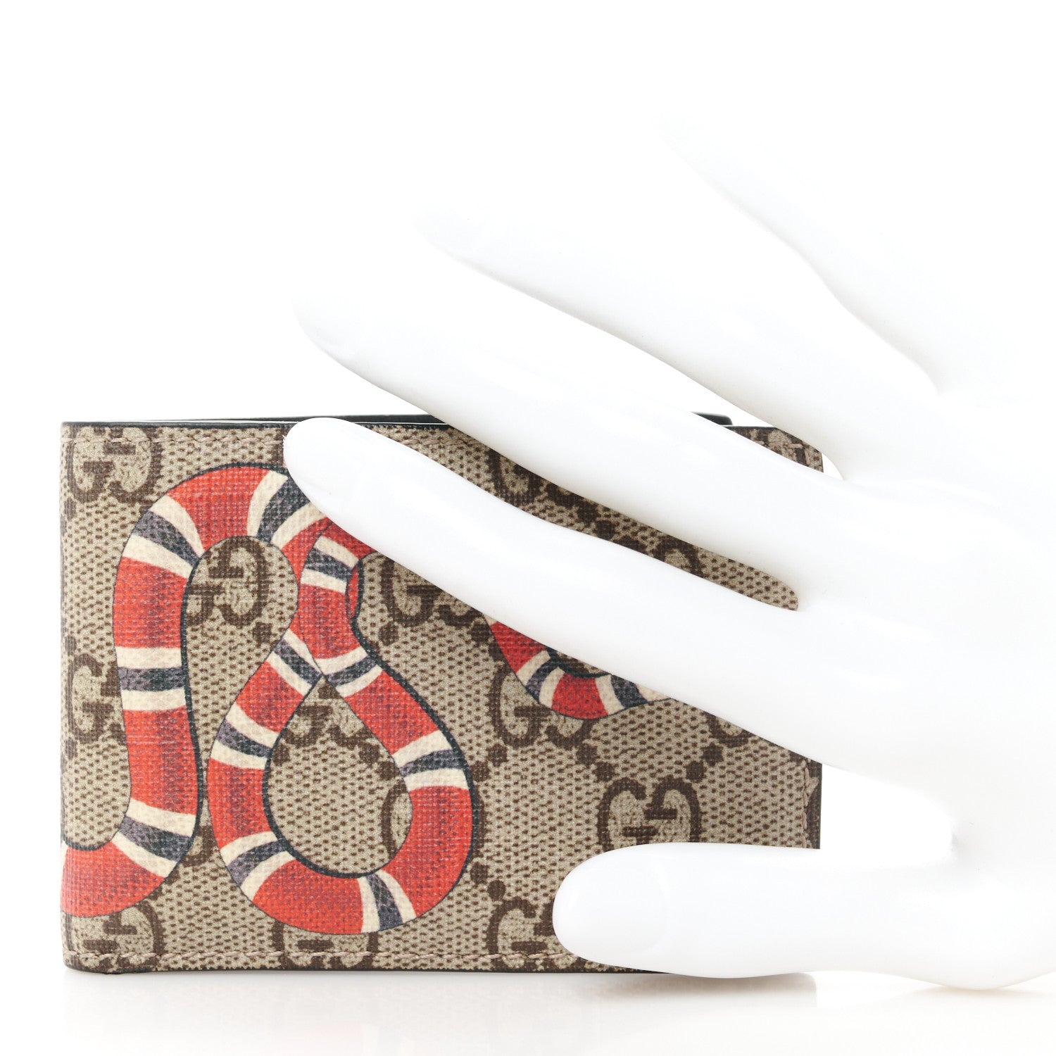 Gucci GG Supreme Monogram Kingsnake Bi-Fold Wallet Beige 2 of 9