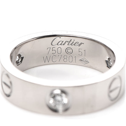 Cartier 18K White Gold 3 Diamond 5.5mm LOVE Ring 51 5.75 4 of 4