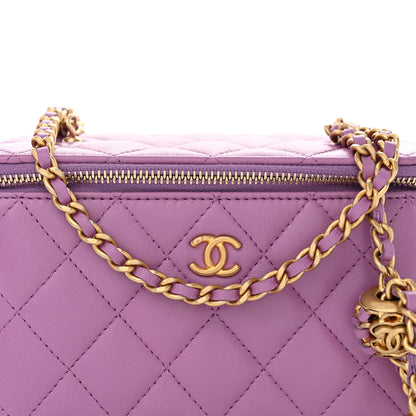 Chanel Lambskin Quilted Pearl Crush Small Vanity Case With Chain Purple 8 of 12
