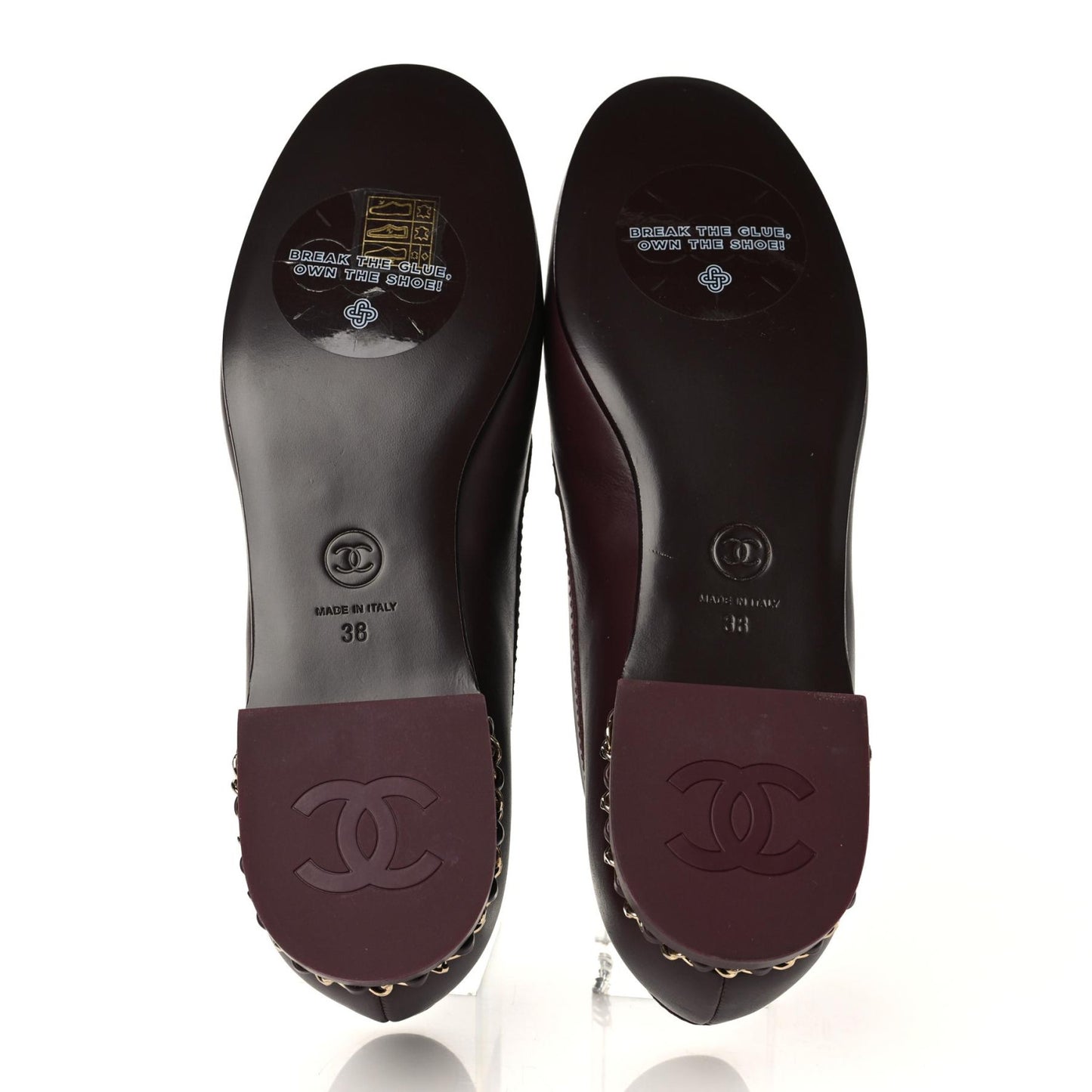 Calfskin CC Chain Mocassin Loafers 38 Burgundy