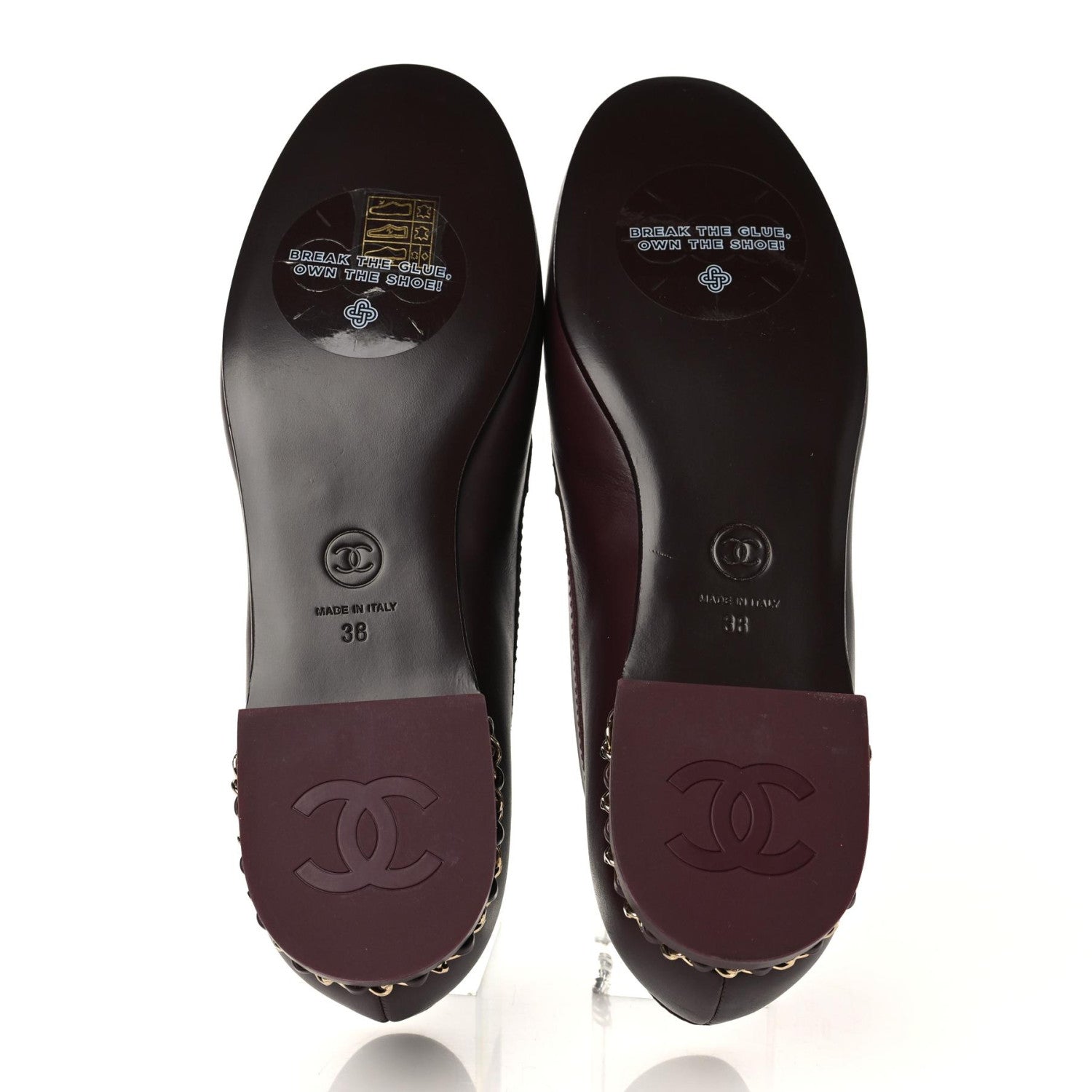 Chanel Calfskin CC Chain Mocassin Loafers 38 Burgundy 5 of 10