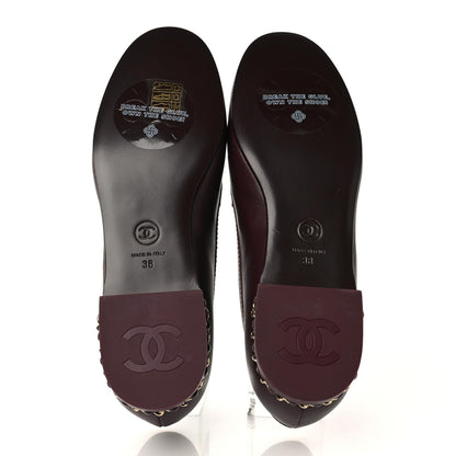 Chanel Calfskin CC Chain Mocassin Loafers 38 Burgundy 5 of 10