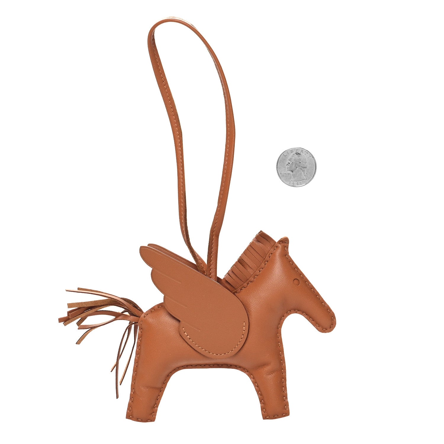 Hermes Milo Lambskin Swift Grigri Rodeo Pegase Horse Bag Charm MM Gold 2 of 5