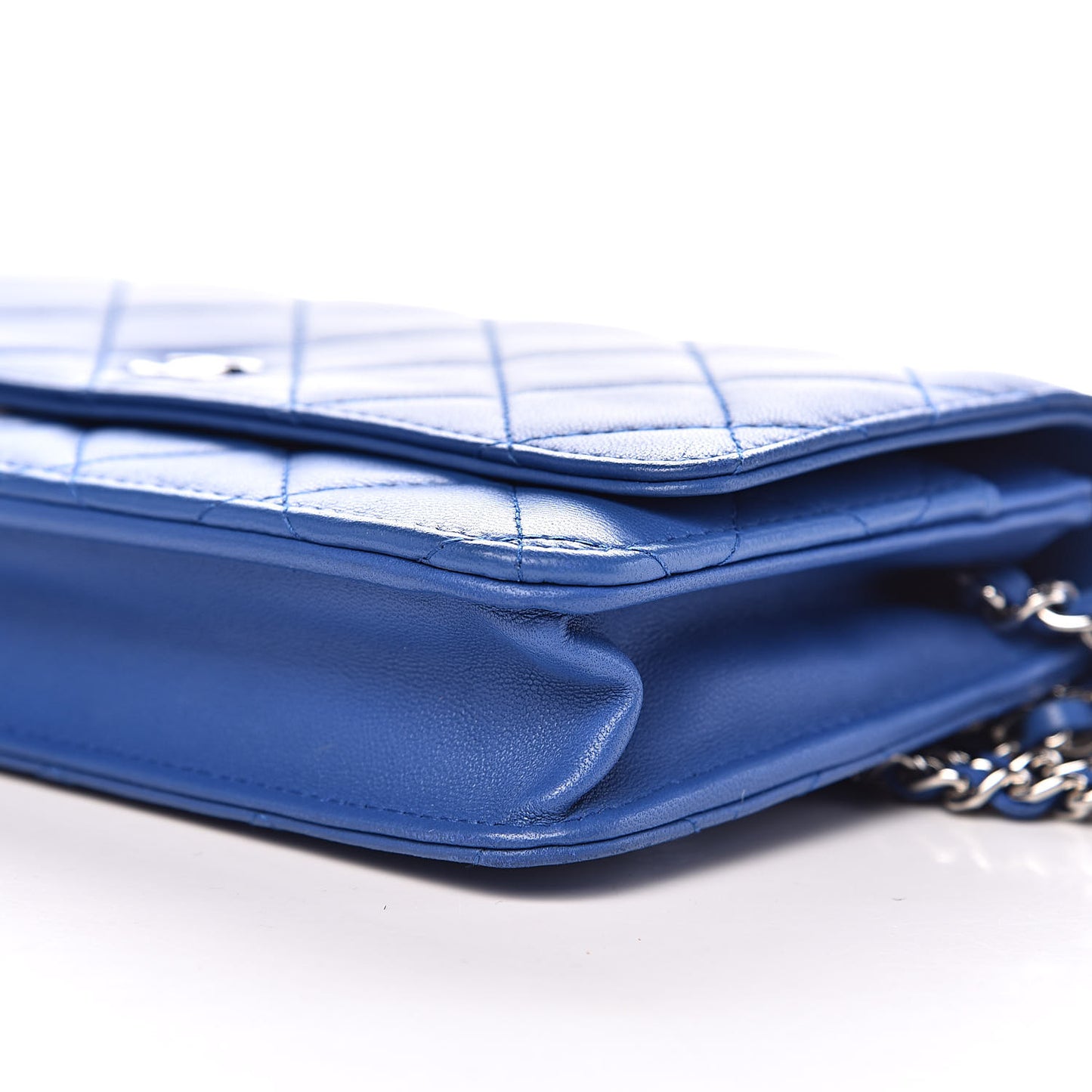 Lambskin Quilted Wallet On Chain WOC Bright Blue