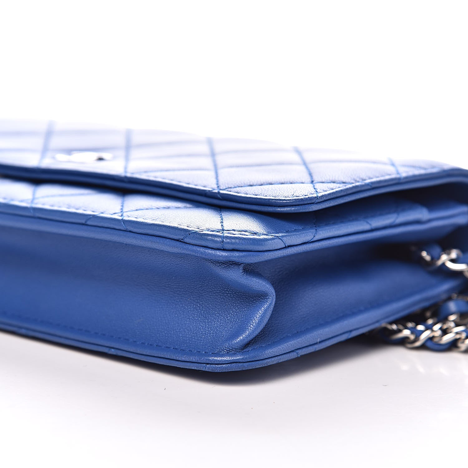 Chanel Lambskin Quilted Wallet On Chain WOC Bright Blue 11 of 12