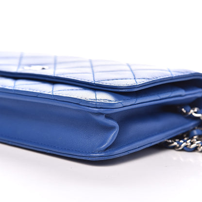 Chanel Lambskin Quilted Wallet On Chain WOC Bright Blue 11 of 12