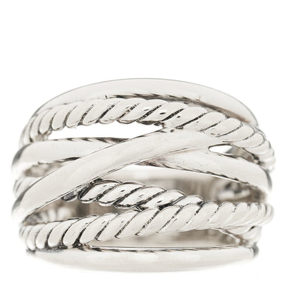 David Yurman Sterling Silver 18mm Wide Crossover Cable Ring 54 7 1 of 3