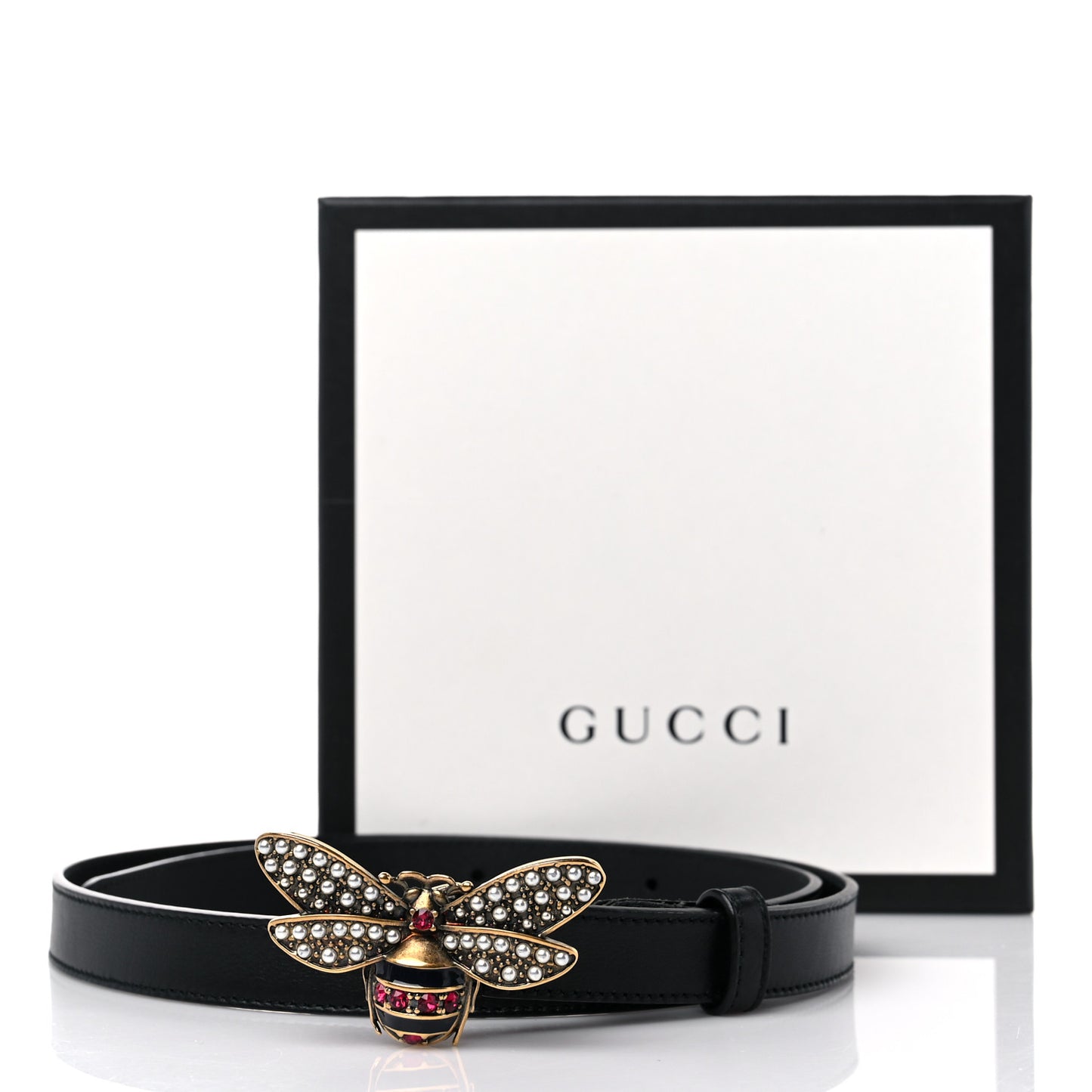 Calfskin Queen Margaret Bee Belt 85 34 Black