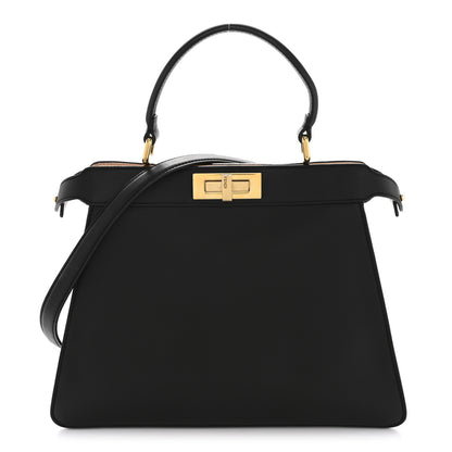 Fendi Vitello Seta Shiny Nappa Medium Peekaboo I SEE U Satchel Black Light Rose 1 of 15