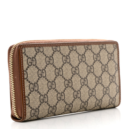 Gucci GG Supreme Monogram Azalea Calfskin Horsebit 1955 Zip Around Wallet Beige Ebony Brown Sugar 3 of 10