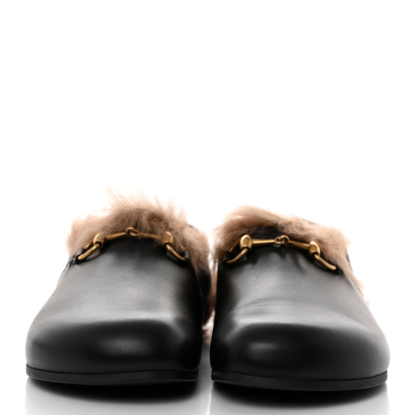 Calfskin Fur Mens Horsebit River Slingback Slippers 9 Black
