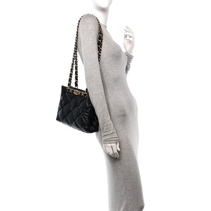 Chanel Lambskin Quilted Small Shopping Bag Black 2 of 11