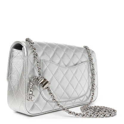 Chanel Metallic Caviar Quilted Medium CC Slide Flap Silver Silver 3 of 11
