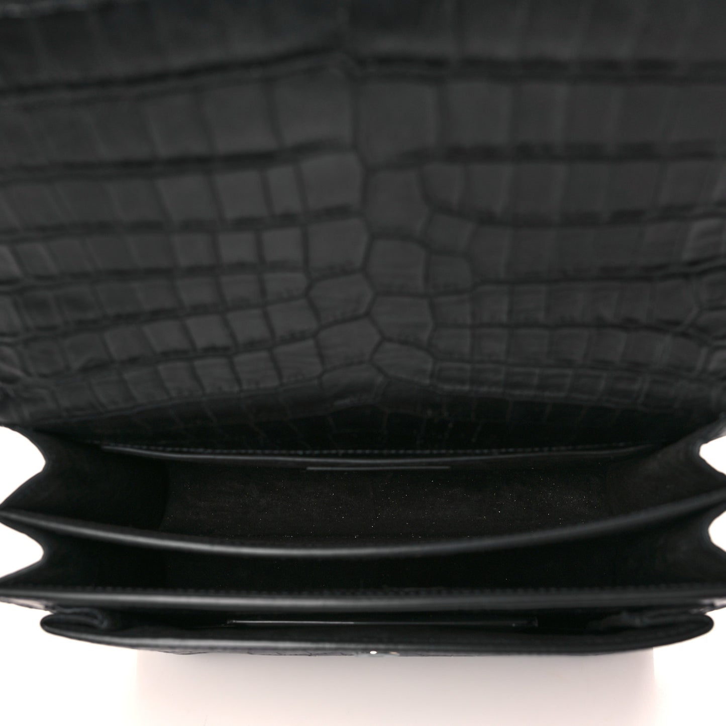 Calfskin Crocodile Embossed Medium Monogram Sunset Black