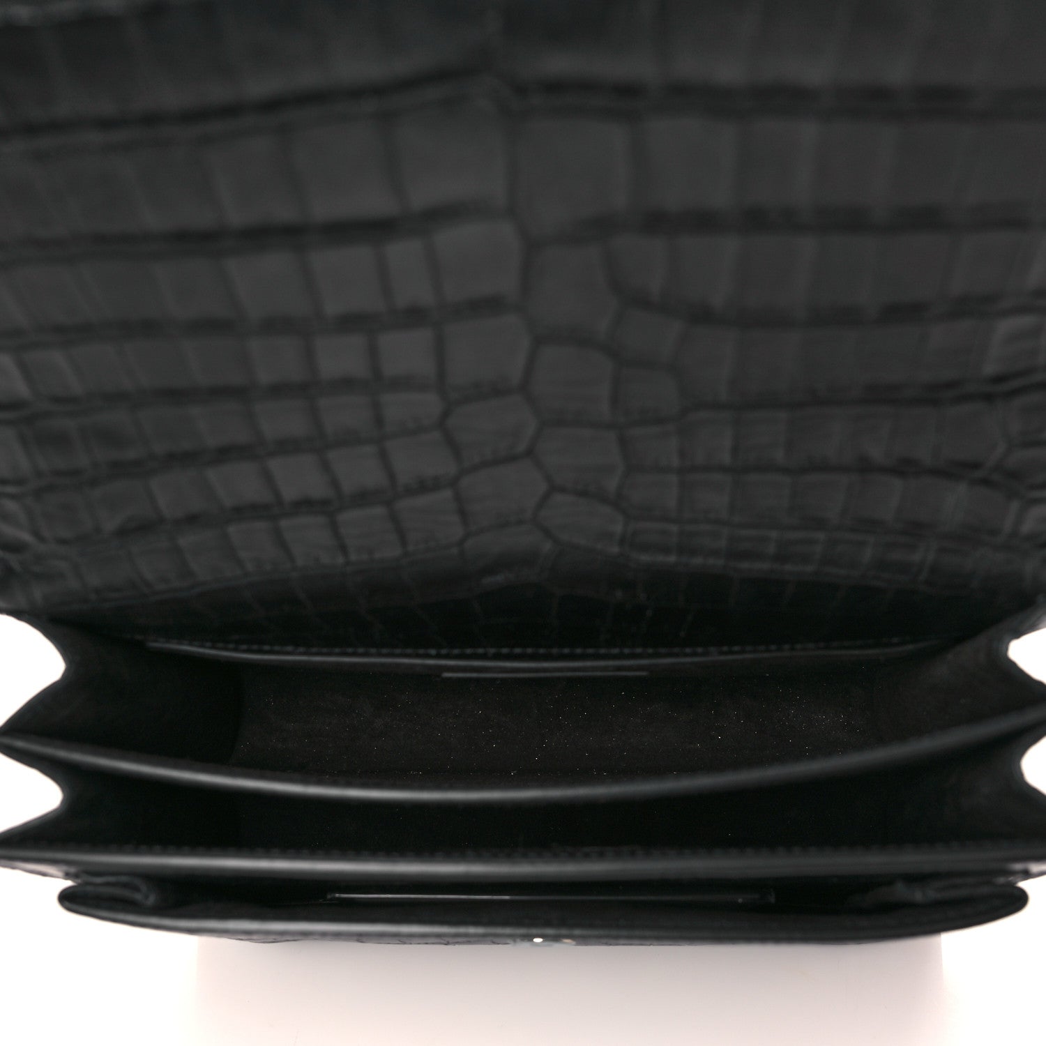 Saint Laurent Calfskin Crocodile Embossed Medium Monogram Sunset Black 5 of 10