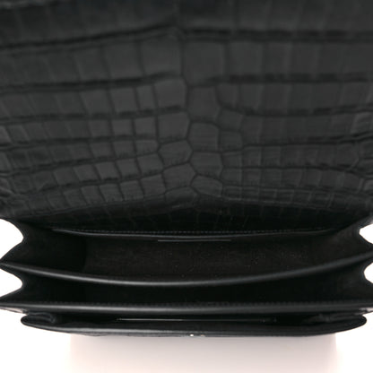 Saint Laurent Calfskin Crocodile Embossed Medium Monogram Sunset Black 5 of 10