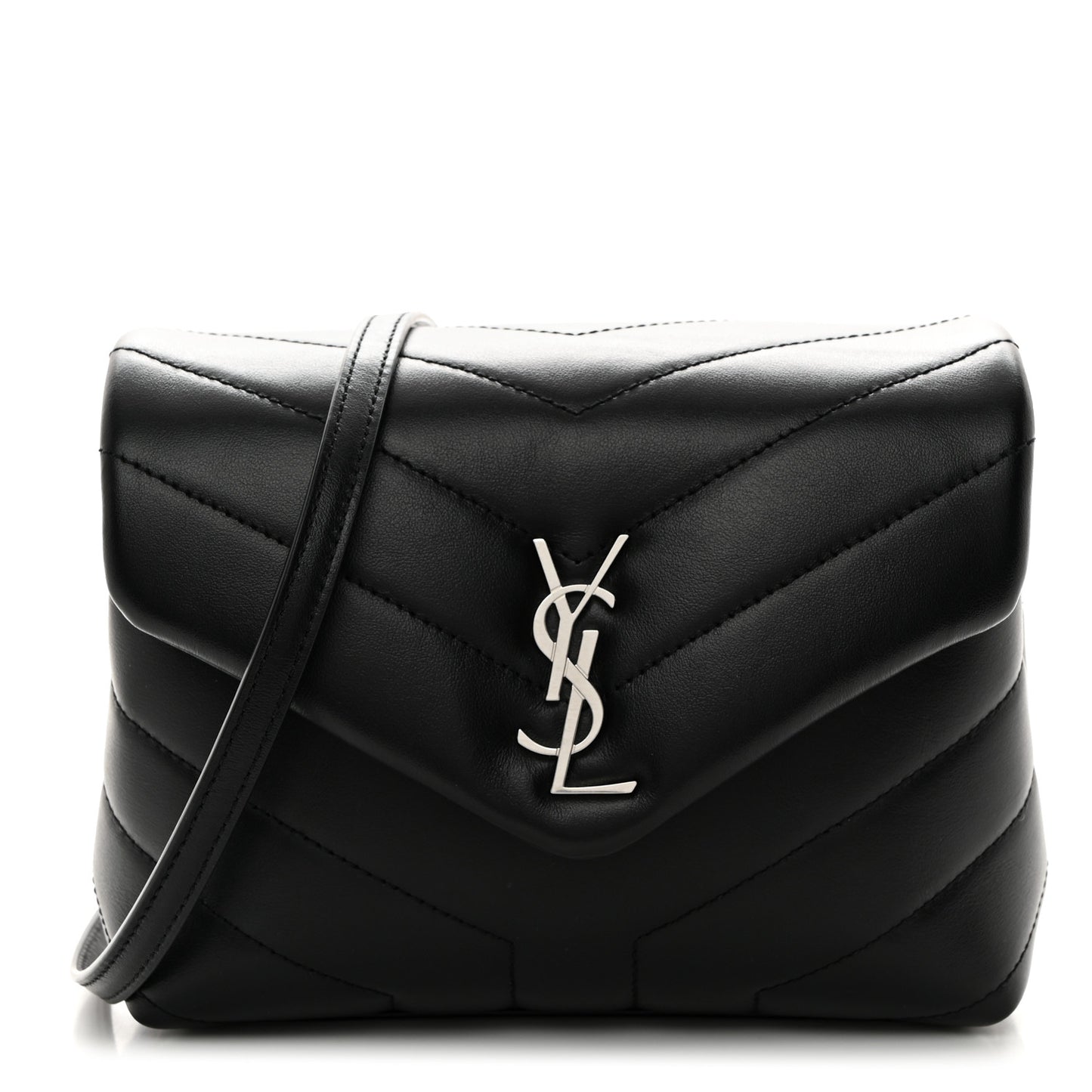 Calfskin Y Quilted Monogram Toy Loulou Crossbody Bag Black