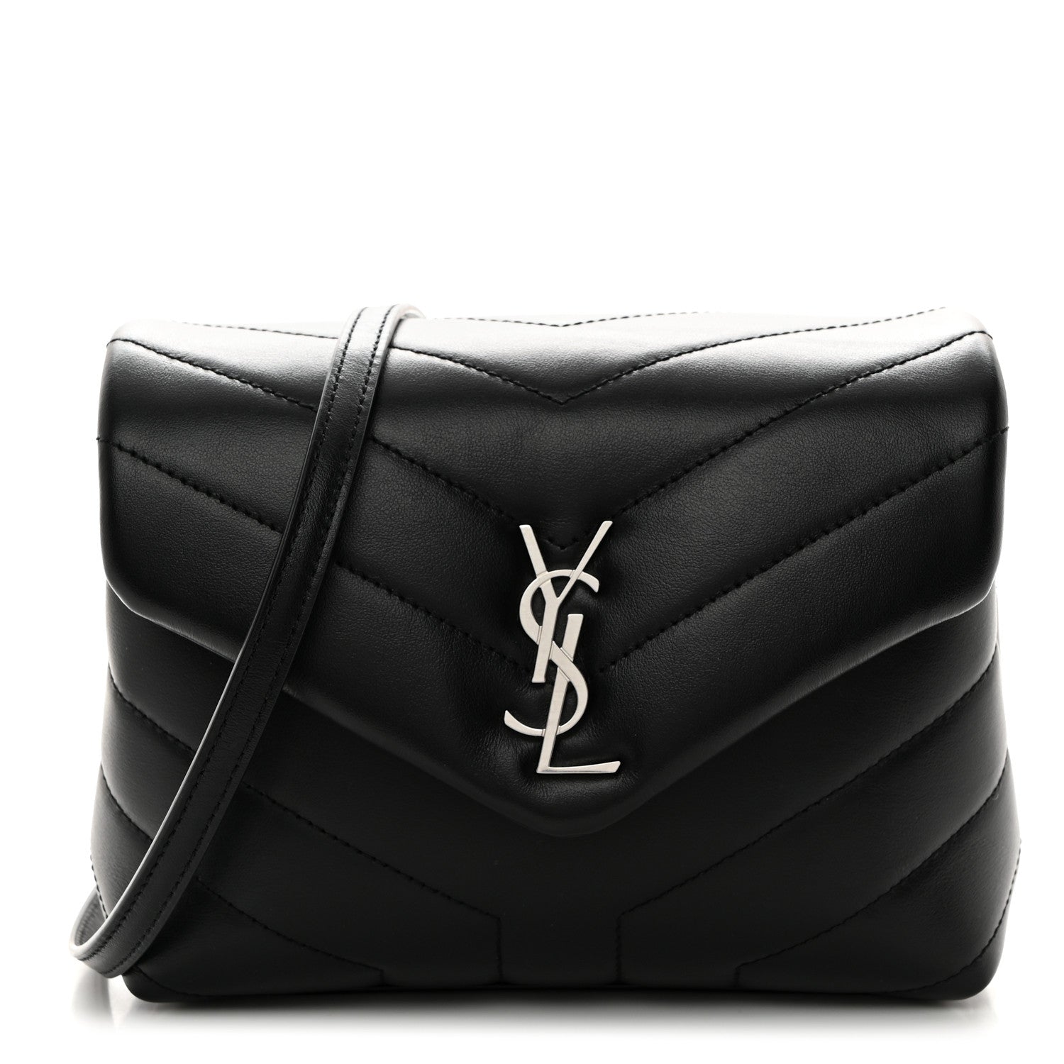 Saint Laurent Calfskin Y Quilted Monogram Toy Loulou Crossbody Bag Black 1 of 10