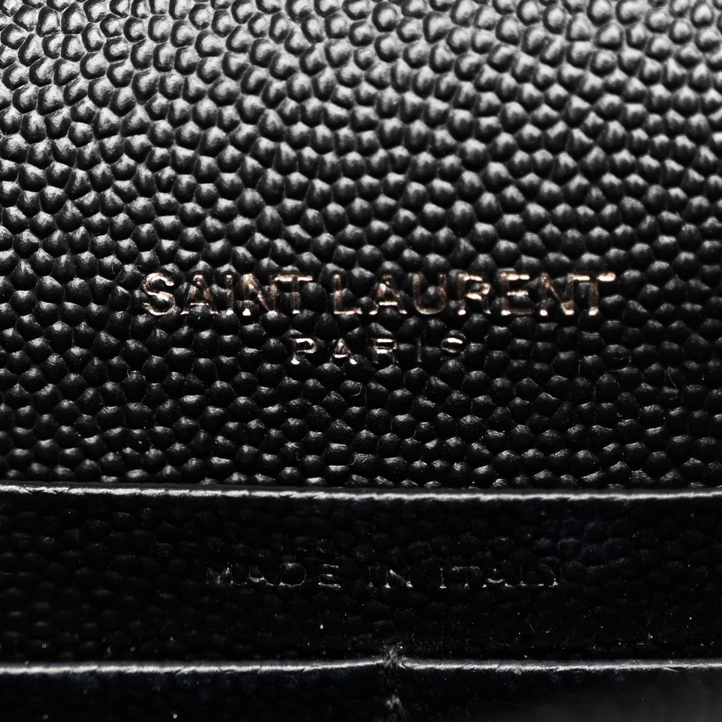 SAINT LAURENT Grain De Poudre Matelasse Chevron Monogram Monochrome Envelope Chain Wallet Black