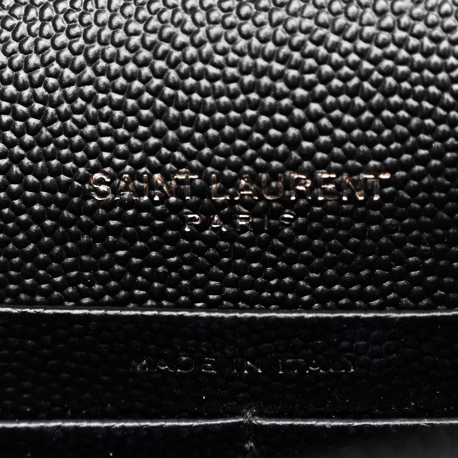 Saint Laurent SAINT LAURENT Grain De Poudre Matelasse Chevron Monogram Monochrome Envelope Chain Wallet Black 6 of 10