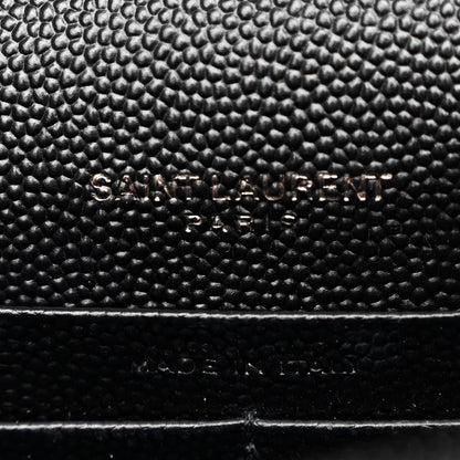 Saint Laurent SAINT LAURENT Grain De Poudre Matelasse Chevron Monogram Monochrome Envelope Chain Wallet Black 6 of 10