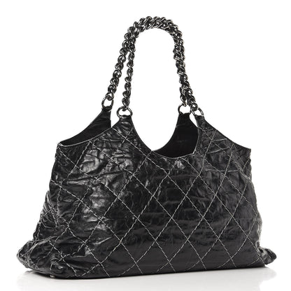 Chanel Glazed Goatskin Double Contrast Stitch Tote Black 3 of 10