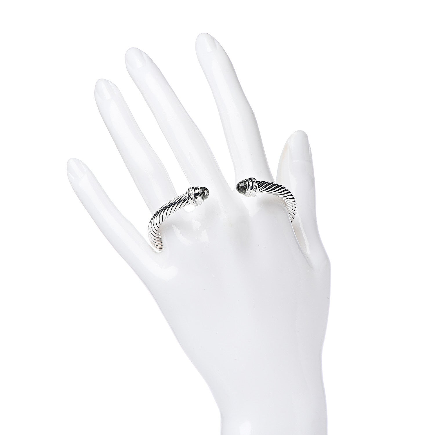 David Yurman Sterling Silver Diamond Prasiolite 5mm Cable Classics Bracelet 2 of 4