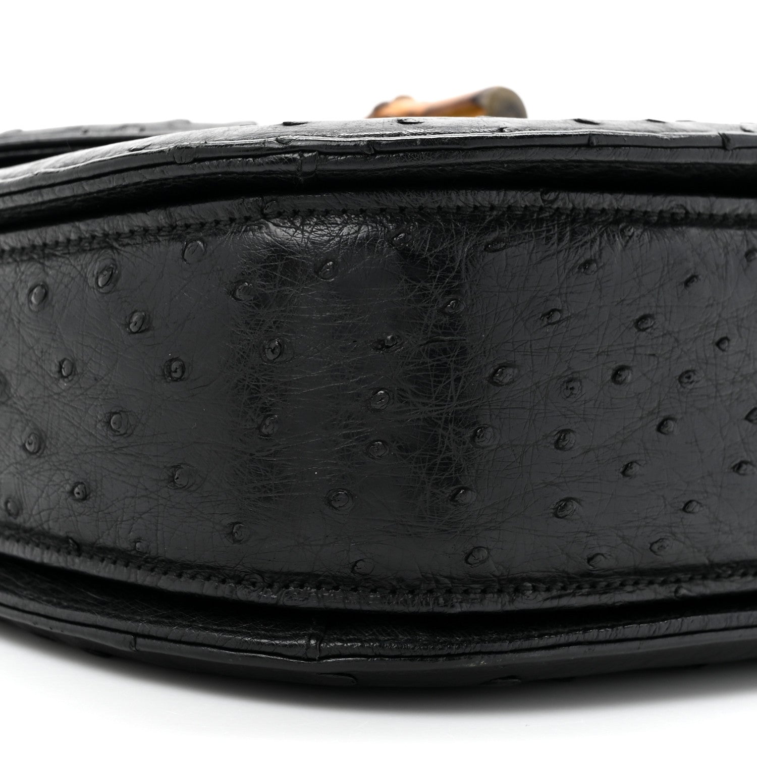 Gucci Ostrich Medium Bamboo Top Handle Bag Black 10 of 16