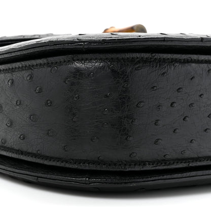 Gucci Ostrich Medium Bamboo Top Handle Bag Black 10 of 16