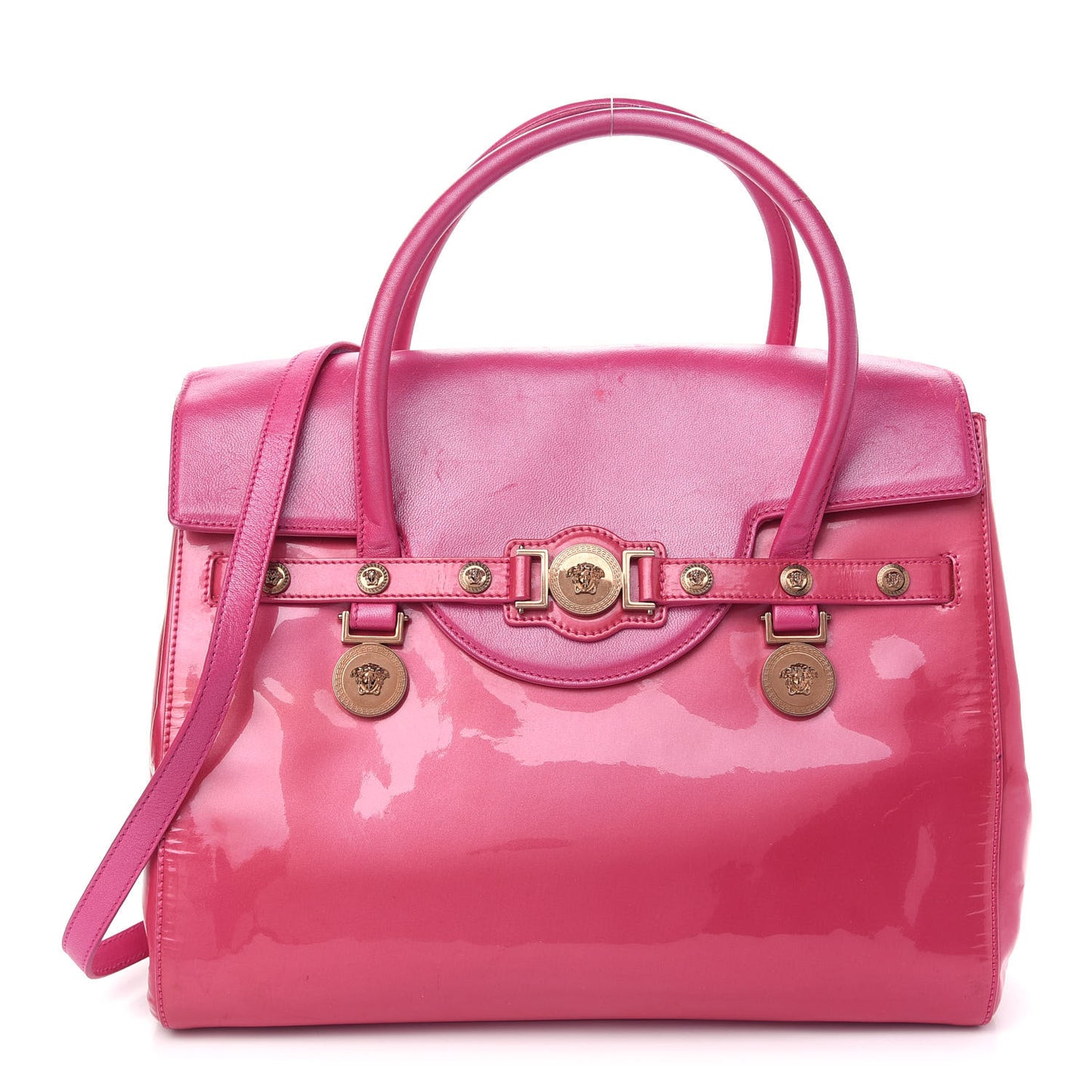 Patent Calfskin Large Signature Tote Pink